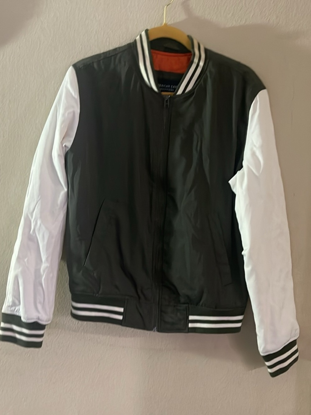 American Eagle Outfitters Black and White Varsity Jacket